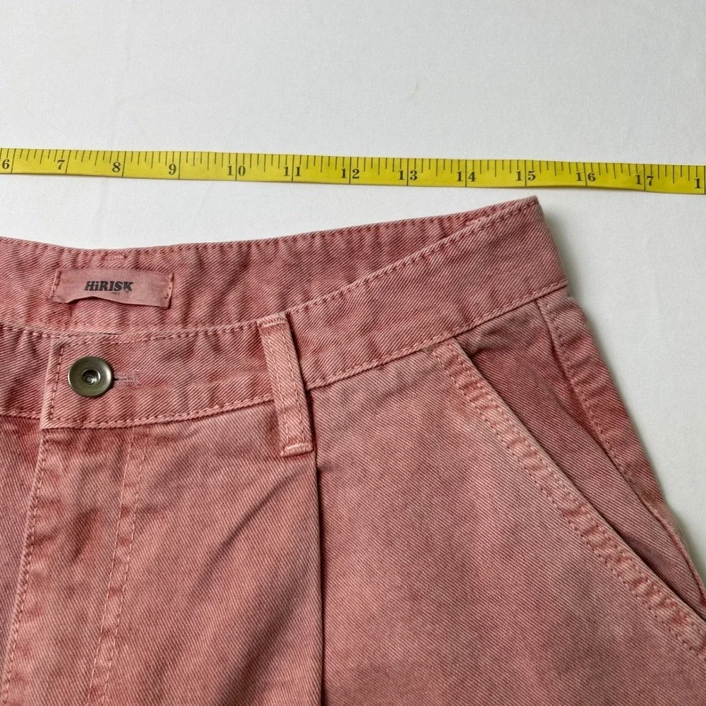 HiRisk Womens High Rise Pleated Wide Leg Cargo Pants Size M/10 Mauve Pink